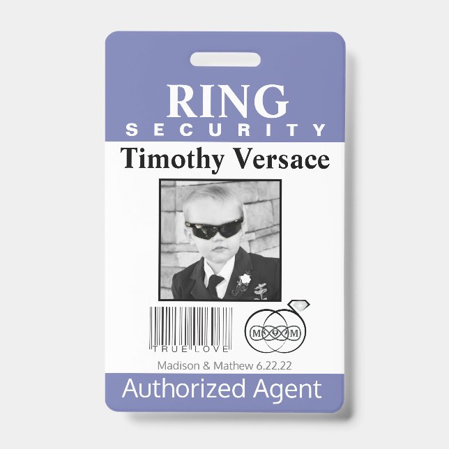 Very Perri Ring Bearer Security Badge (Front)