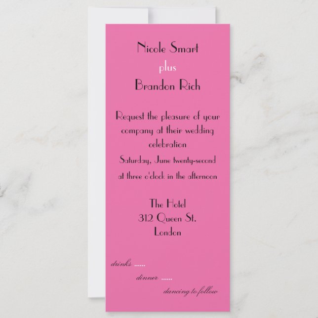 Very Pink Wedding Invitation (Front)