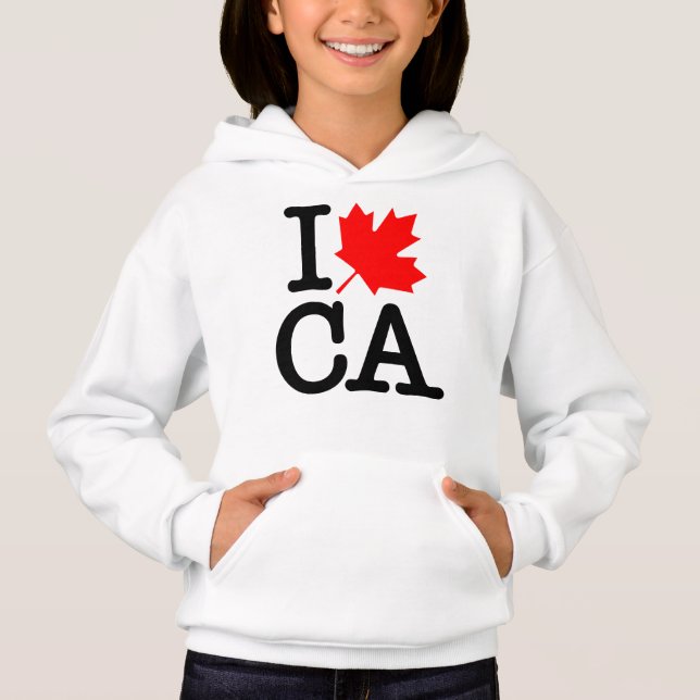 Very Polite Red Black I Love Canada Maple Leaf Hoodie (Front)