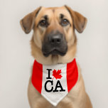 Very Polite Red Black I Love Canada Maple Leaf Pet Bandana Collar