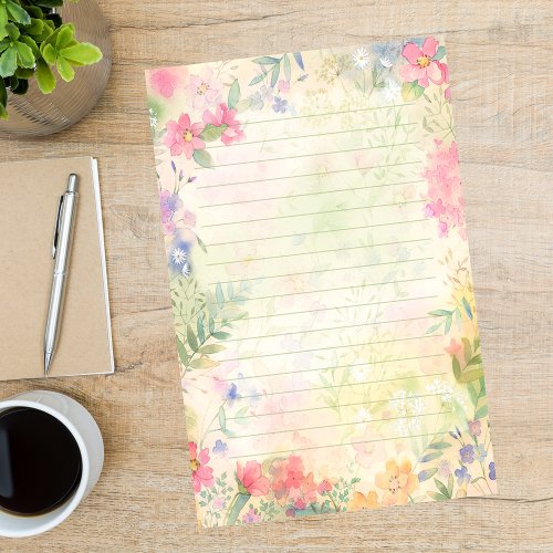 Very Pretty floral Lined Stationery Paper