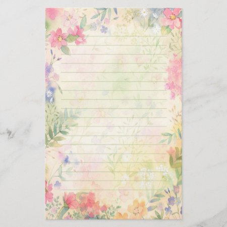 Very Pretty Floral Lined Stationery Paper