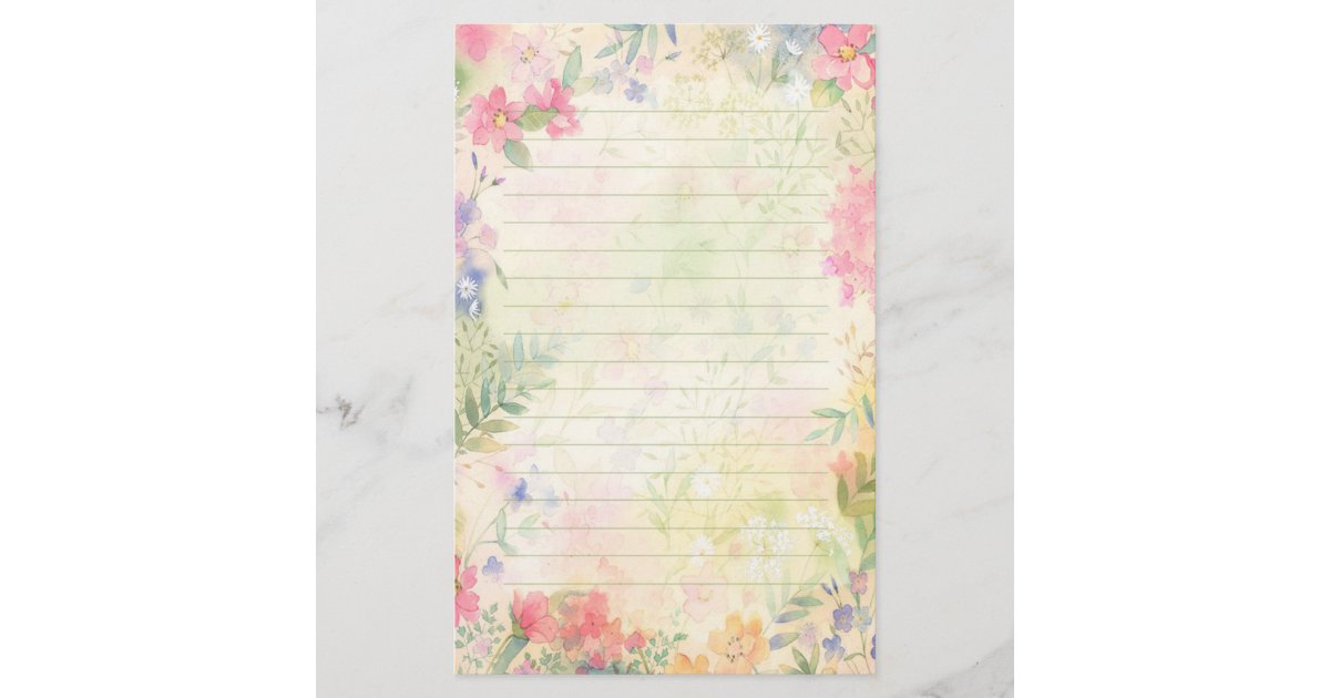 4 Sheets Paper Ink Floral Pattern Writing Stationery Retro Envelope Paper Pad 6A