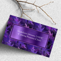 Very Purple Leaf Shimmer Psychotherapy | Counselor Business Card