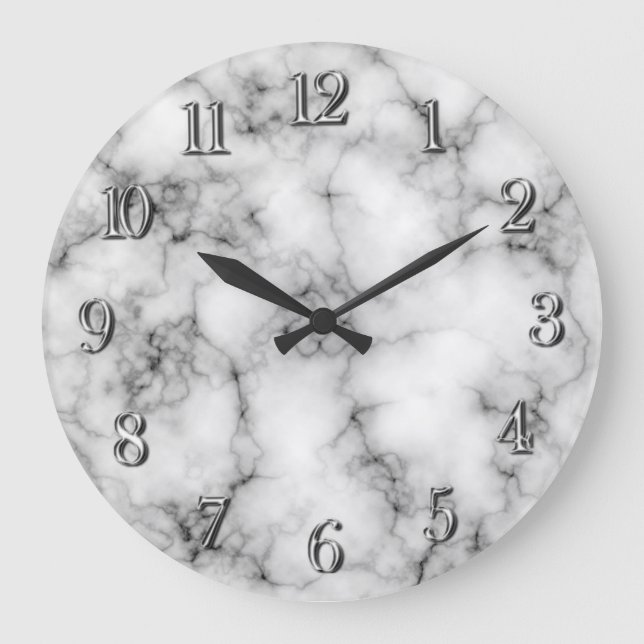 Very realistic White Marble Pattern Large Clock (Front)