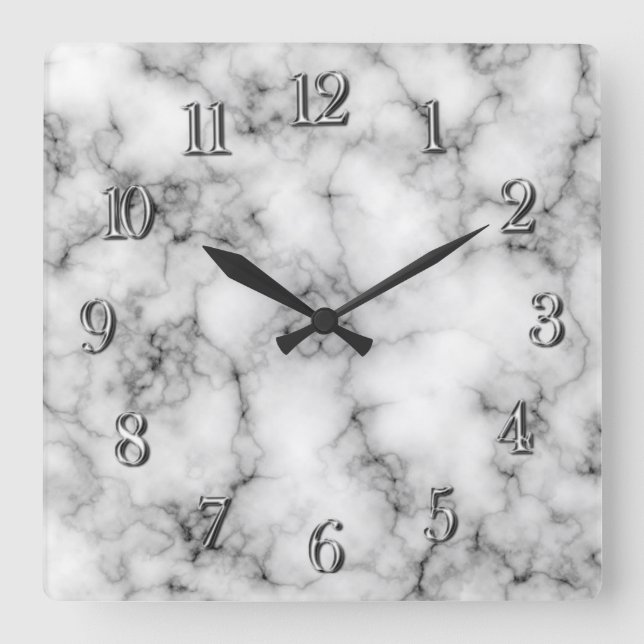 Very realistic White Marble Pattern Square Wall Clock (Front)