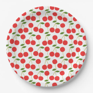 Very Red Cherry Pattern Paper Plates