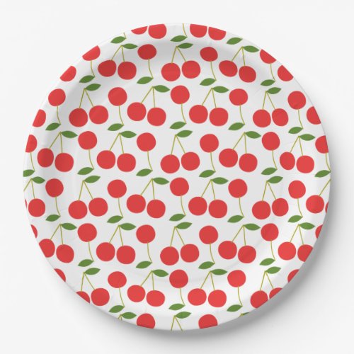 Very Red Cherry Pattern Paper Plates