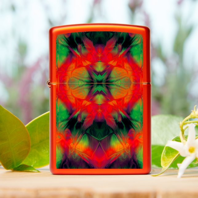 Very Red Cool Abstract Design Zippo Lighter (On Table)