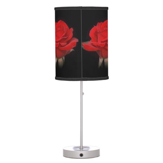 Very Red Rose on Black Table Lamp (Back)