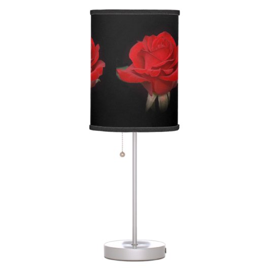 Very Red Rose on Black Table Lamp (Right)