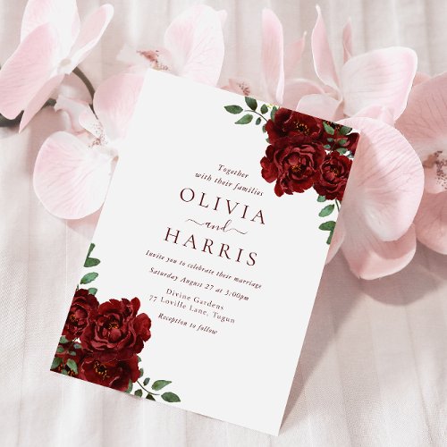 Very Romantic Red Roses Wedding Invitation