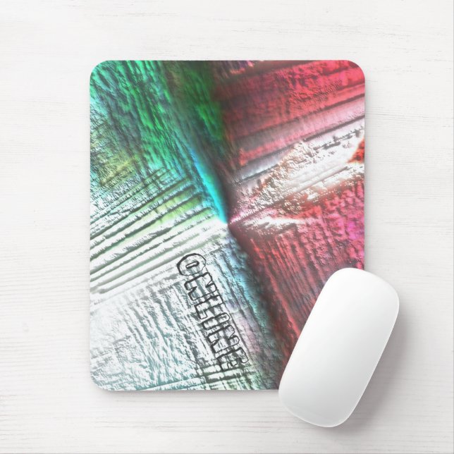 Very rough rocky virtual in peach and aqua & green mouse pad (With Mouse)