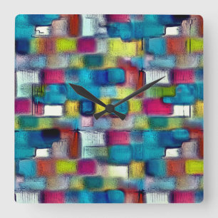 Very rough texture of colorful square shapes       square wall clock