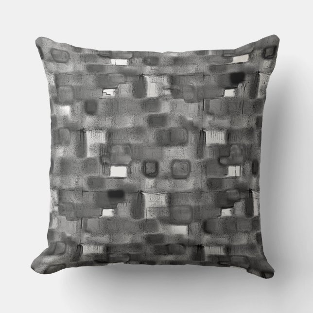 Very rough texture of gray square shapes throw pillow (Front)