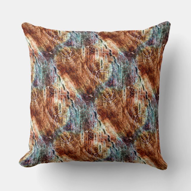 Very rustic cut-brown texture with woody scratches throw pillow (Front)