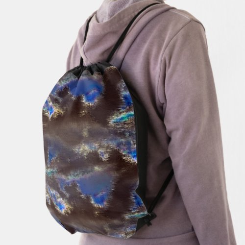 Very rustic dark clouds with drizzled displacement drawstring bag