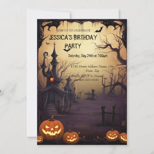 Very Scary Halloween Birthday party Invitation