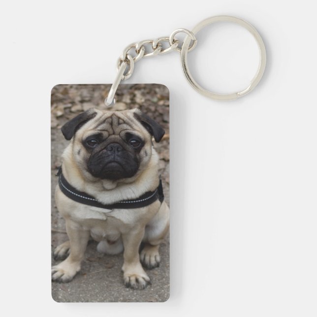 Very Serious Pug Keychain (Back)