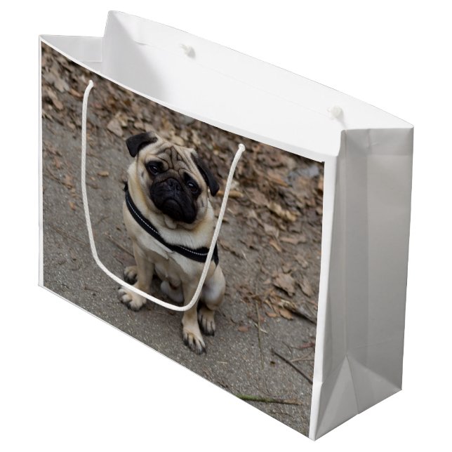Very Serious Pug Large Gift Bag (Front Angled)