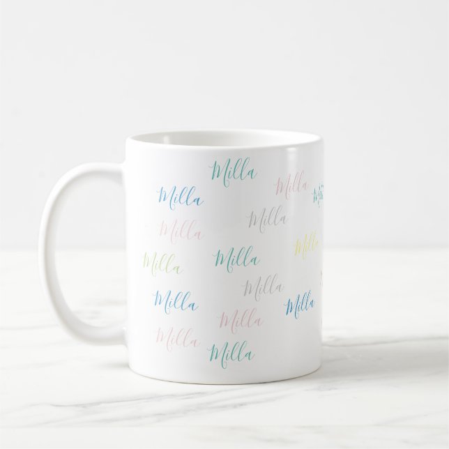 very simple & pale pattern of handwritten names coffee mug (Left)