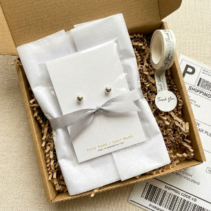 Very Simple white and gold earring display card