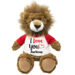 Very Soft Loving Lion Stuffed Plush Animal<br><div class="desc">What better way to say "I Love You" than with this cute lion. Just type in a name of the special person you love to personalize this message for them. The image is then printed on to a removable t-shirt. This lion sits 9" tall and is super soft!</div>