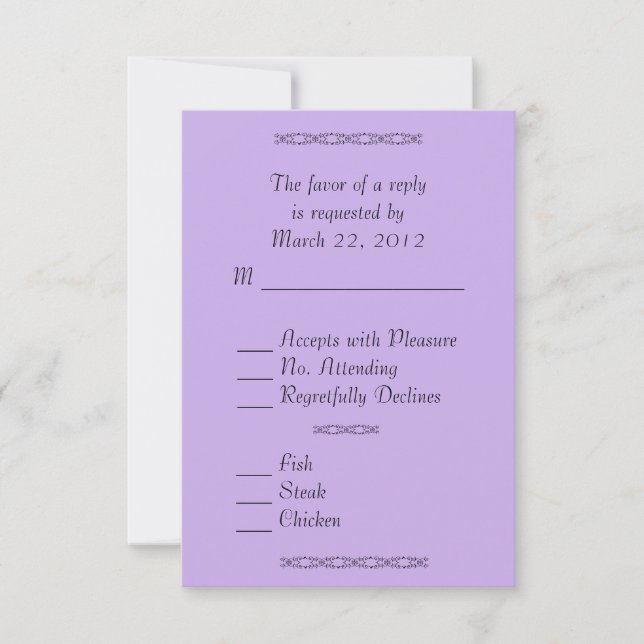 Very Soft Violet Wedding RSVP (Front)