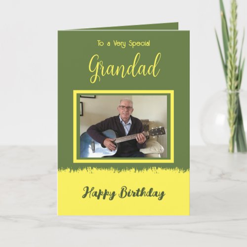 Very special Grandad happy birthday green yellow Card