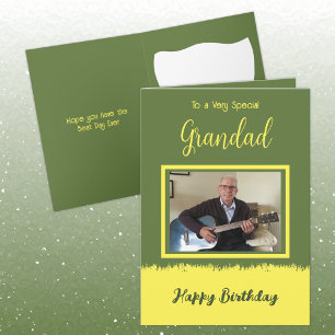 Very special Grandad happy birthday green yellow Card