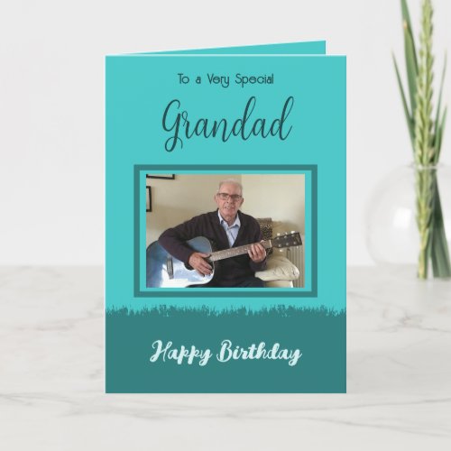 Very special Grandad happy birthday turquoise Card