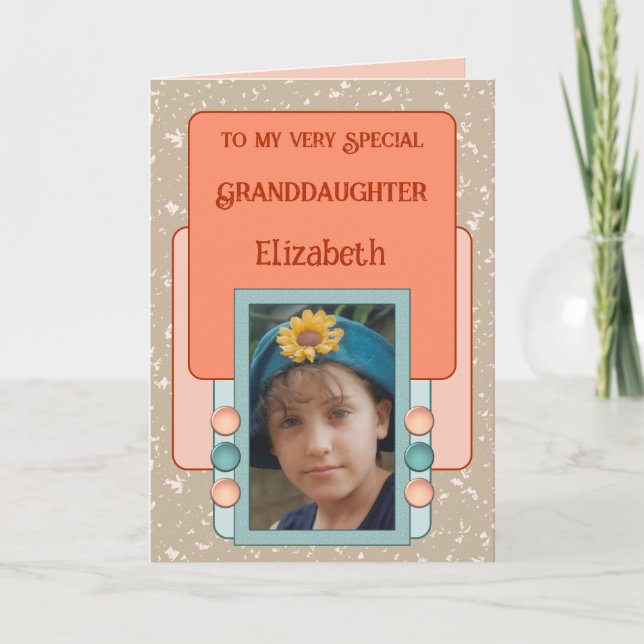 Very special granddaughter add photo name brown card (Front)
