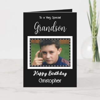 Very special Grandson photo black birthday