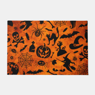 Very Spooky Halloween Witch, Black Cat, Pumpkin Doormat