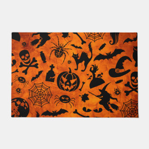 Very Spooky Halloween Witch, Black Cat, Pumpkin  Doormat