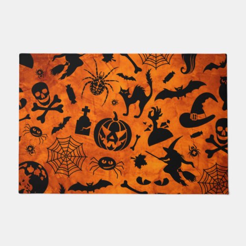 Very Spooky Halloween Witch Black Cat Pumpkin  Doormat