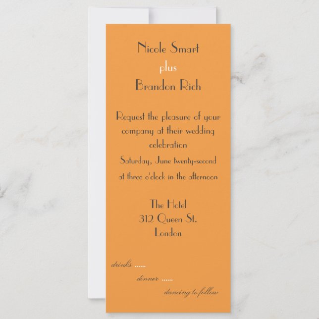 Very Tangerine Wedding Invitation (Front)