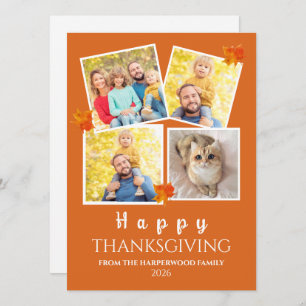 Very Thankful Fall thanksgiving family 4 photo Holiday Card