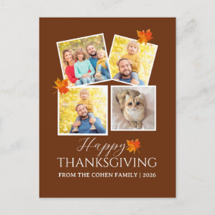 Very Thankful Fall thanksgiving family photo Holiday Postcard
