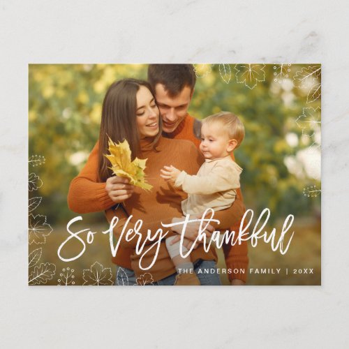 very thankful  family Thanksgiving Postcard