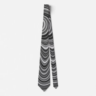 Very Unique Black White Silver Curvy Line Pattern Neck Tie