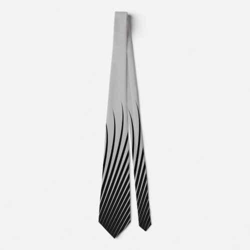 Very Unique Black White Silver Grey Stripe Pattern Neck Tie