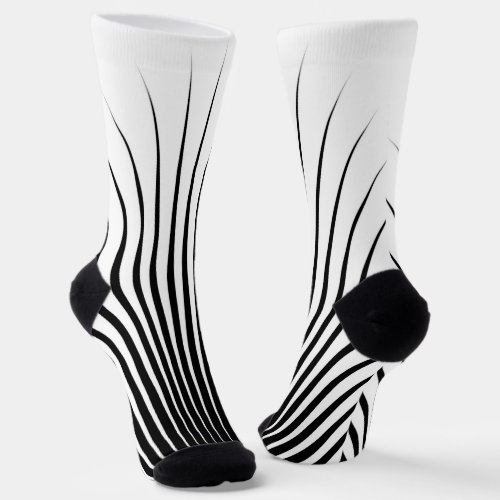 Very Unique Black White Stripe Pattern Socks