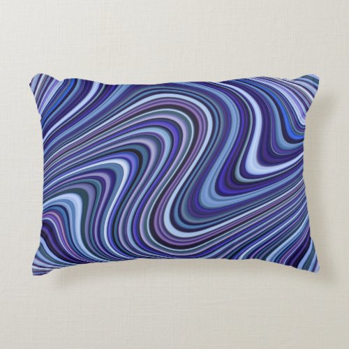 Very Unique Blue Shade Curvy Line Pattern Decorative Pillow