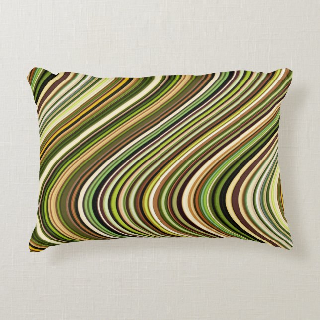 Very Unique Multi-Color Curvy Line Pattern Accent Pillow (Front)
