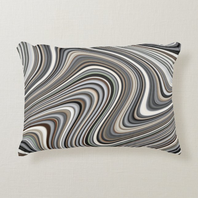 Very Unique Multi-Color Curvy Line Pattern Accent Pillow (Front)