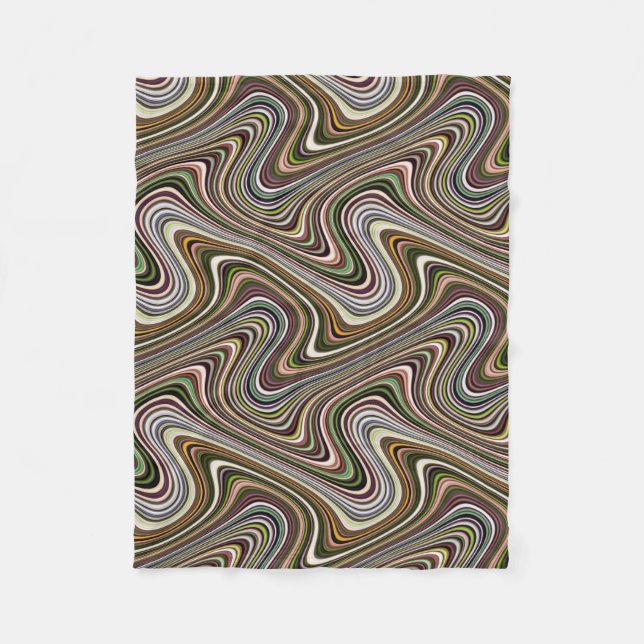 Very Unique Multi-Color Curvy Line Pattern Fleece Blanket (Front)