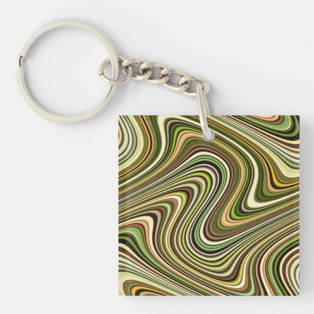 Very Unique Multi-Color Curvy Line Pattern Keychain (Front)