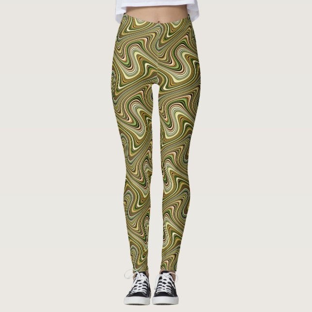 Very Unique Multi-Color Curvy Line Pattern Leggings (Front)
