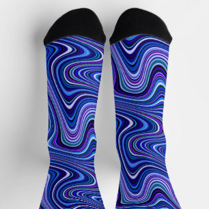 Very Unique Multi-Color Curvy Line Pattern Socks